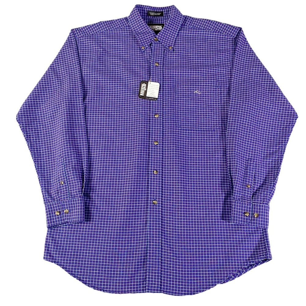Vintage Resistol Rodeo Gear Shirt Mens Large Blue Red Plaid Long Sleeve Western